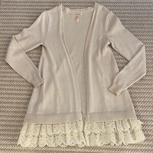 Matilda Jane Cream Cardigan with Lace Hem